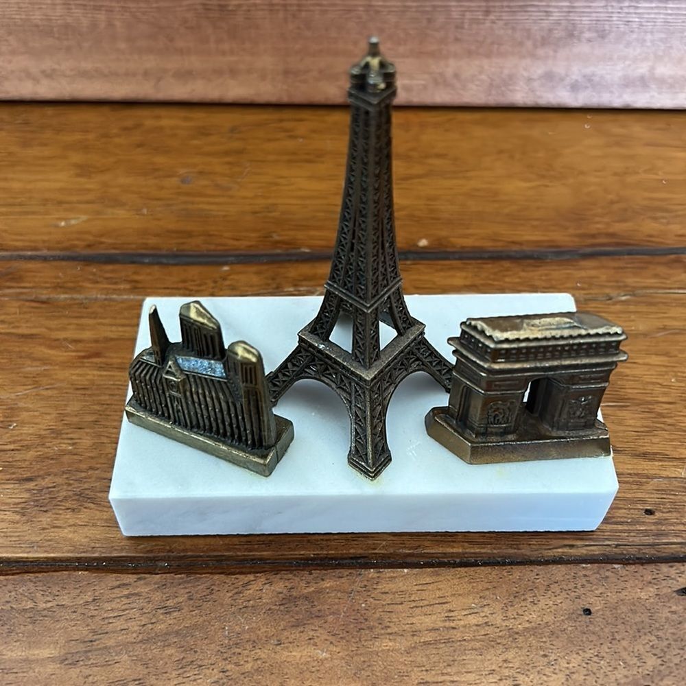 Brass Marble PARIS France Souvenir Eiffel Tower Notre Dame Arc - Picture 3 of 4